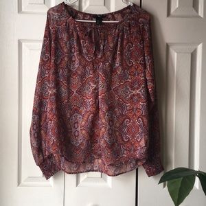 H&M Sheer Paisley Print Boho Top Size 4